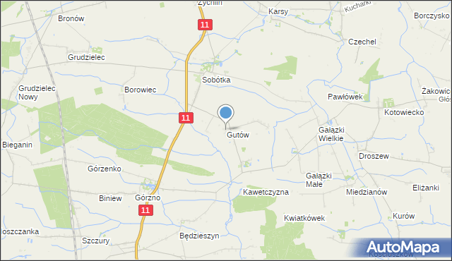 mapa Gutów, Gutów gmina Ostrów Wielkopolski na mapie Targeo